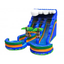 18ft H Marble Blue Dual Lane Wave Water Slide