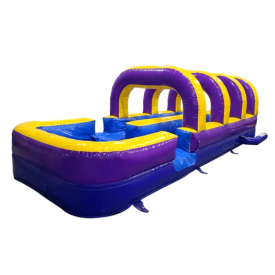 30' Purple Yellow Blue Double Lane Slip and Slide
