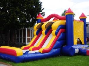 Are there any safety certifications or standards that the inflatable bounce houses comply with?